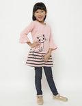 Little M Cat Striped Midi Dress for Girls