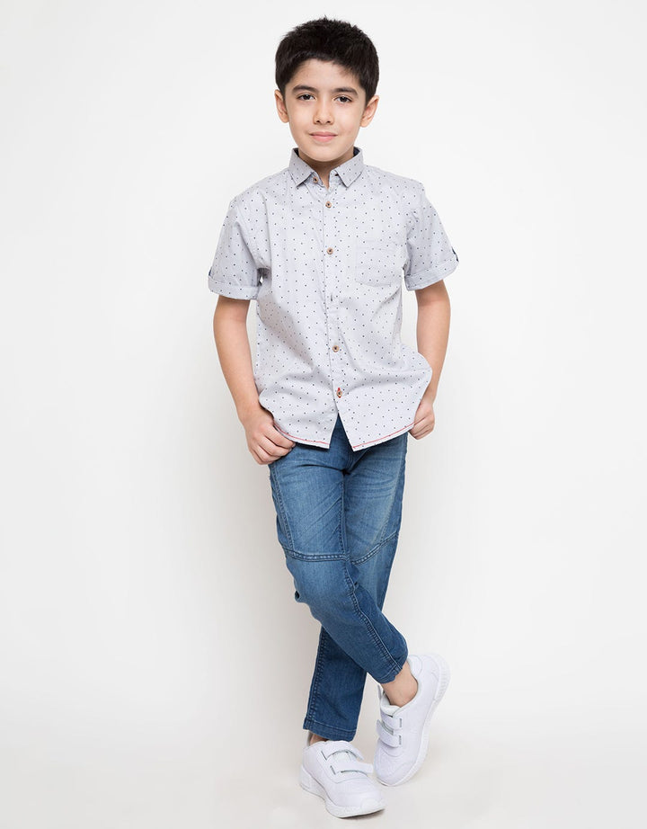 Little M Triangles Print Oxford Shirt