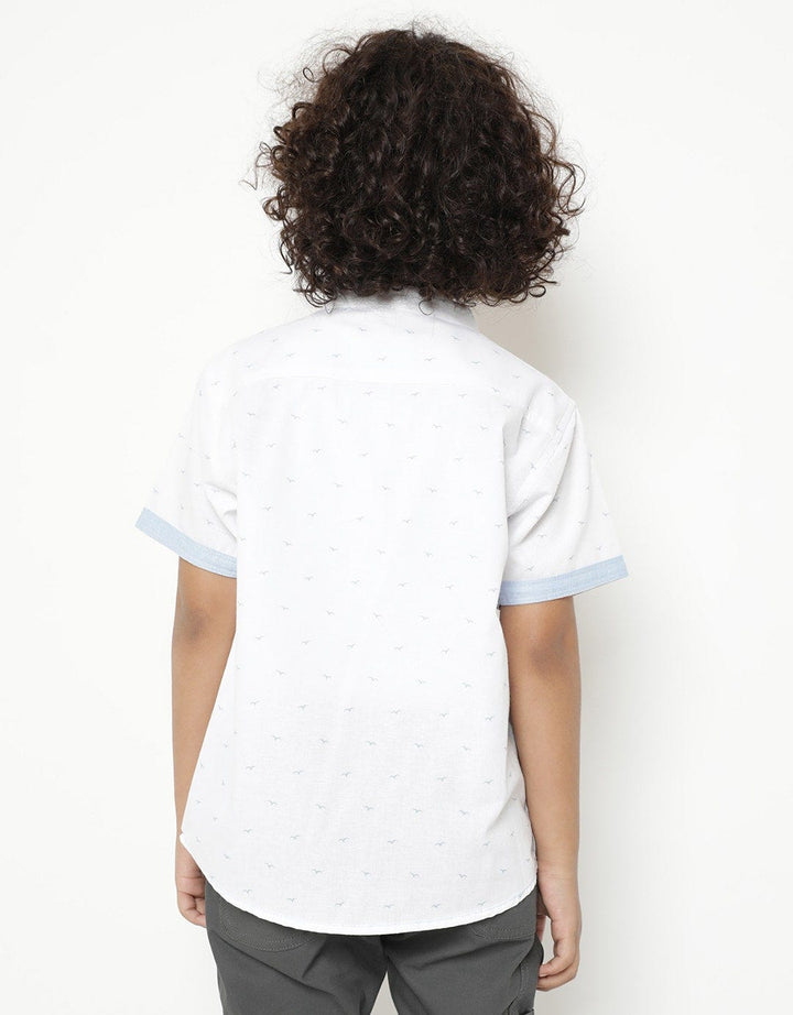 Little M Short Sleeve Bird Print Shirt