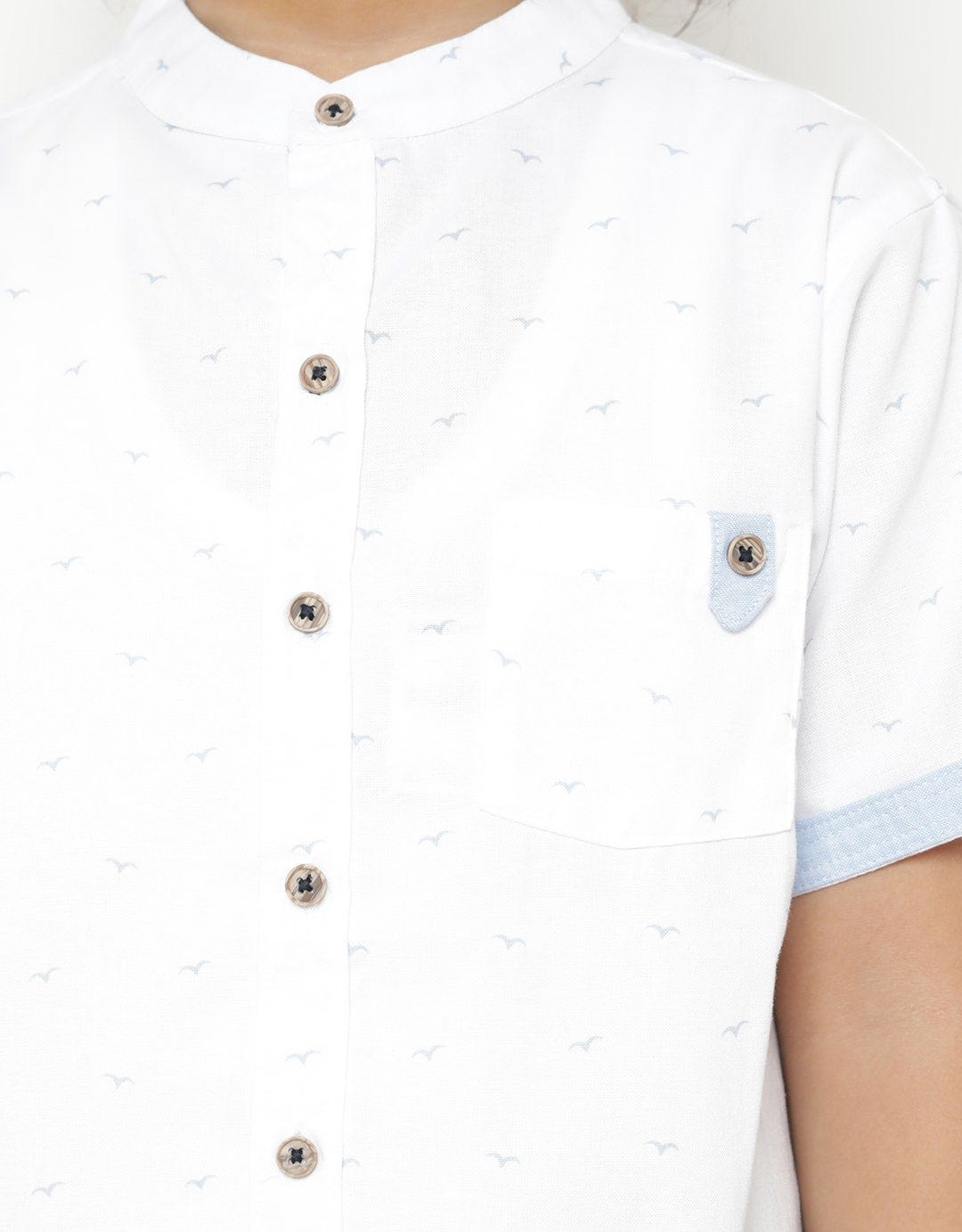 Little M Short Sleeve Bird Print Shirt