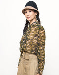 Logo Jeans Army Print Blus Wanita