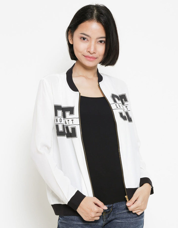 Logo Jeans Best Off White Varsity Jacket