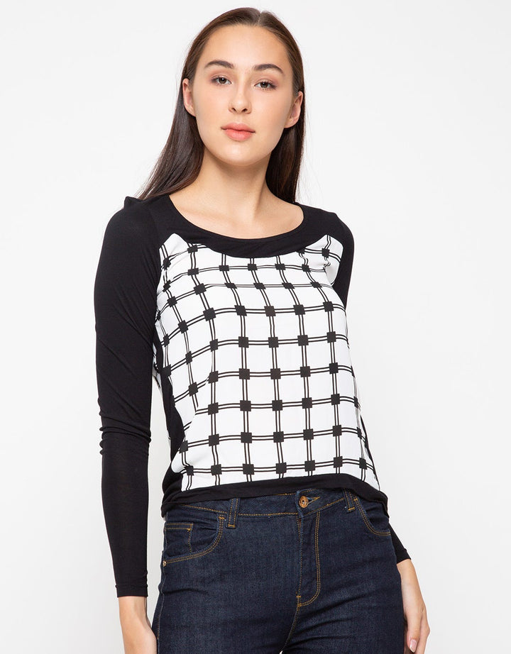 Logo Jeans Blouse Simple Grid