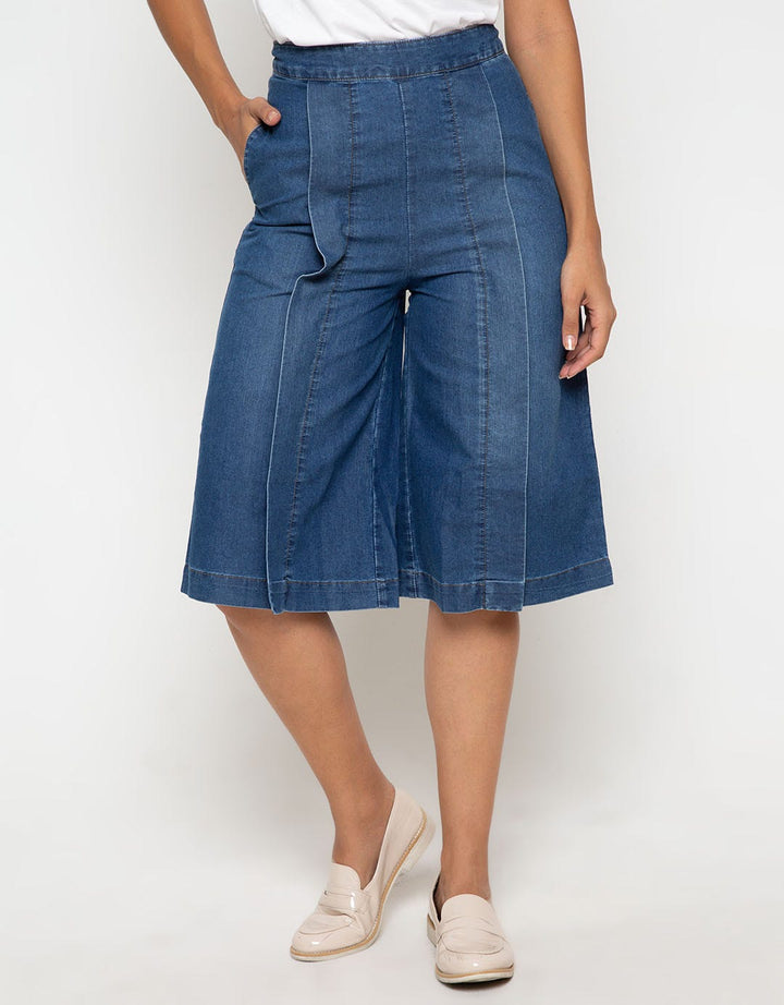 Logo Jeans Cullote Chambray Midi Cullote Pants