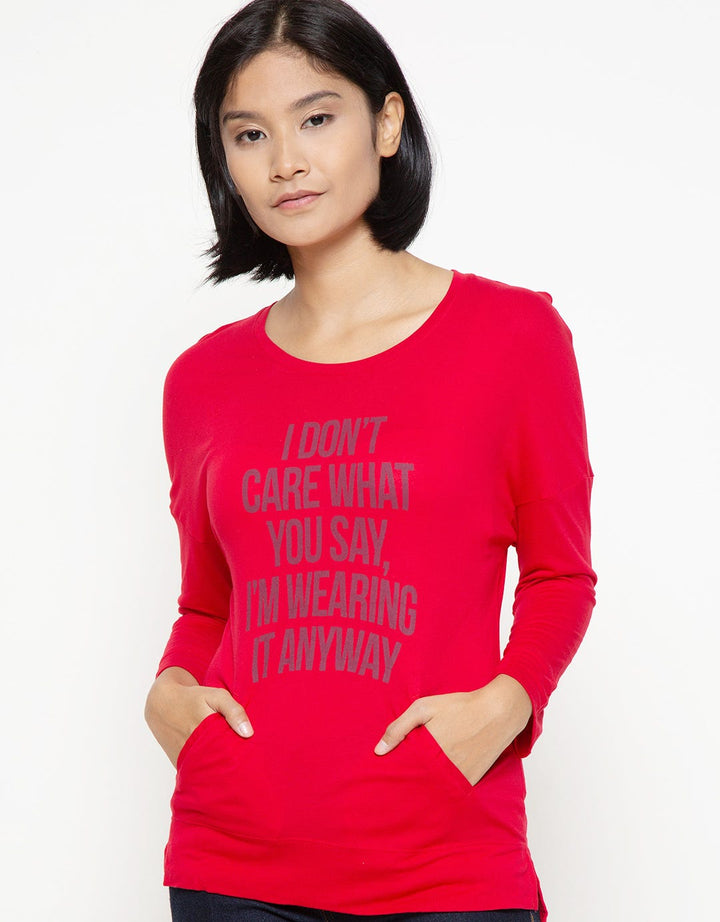 Logo Jeans Don't Care Crimson Tee
