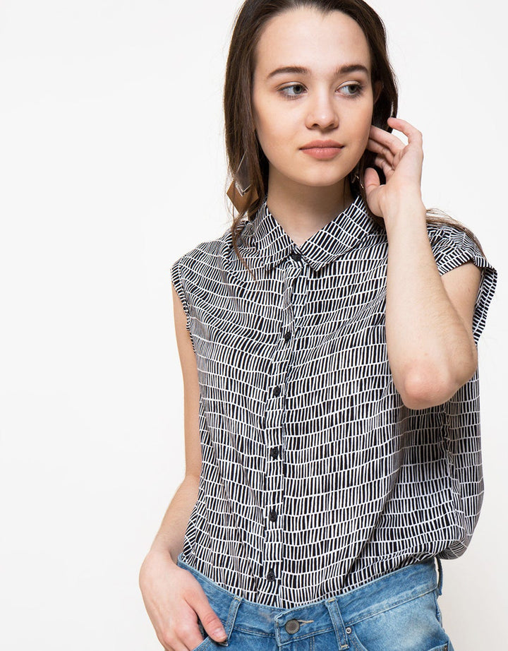 Logo Jeans Kemeja Sleeveless Print Brick