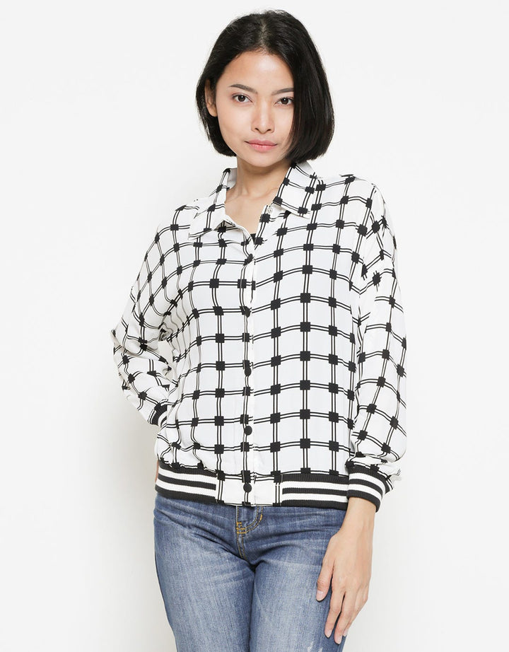 Logo Jeans Rib Grid Jacket