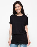 Logo Jeans Hole Sleeve Dress Wanita
