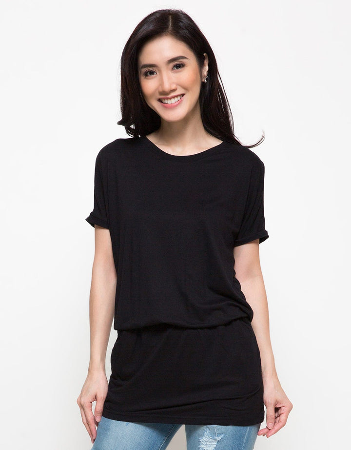 Logo Jeans Hole Sleeve Dress Wanita