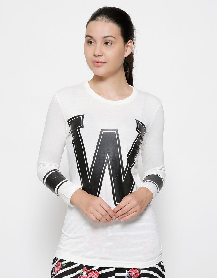 Logo Jeans T-Shirt Lengan Panjang Print