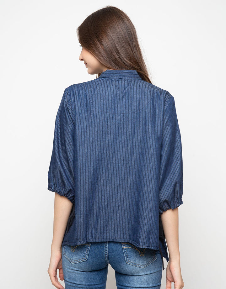 Lois Girl Blouse Stripe Drawstring Sleeve