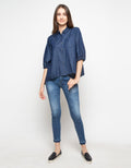 Lois Girl Blouse Stripe Drawstring Sleeve