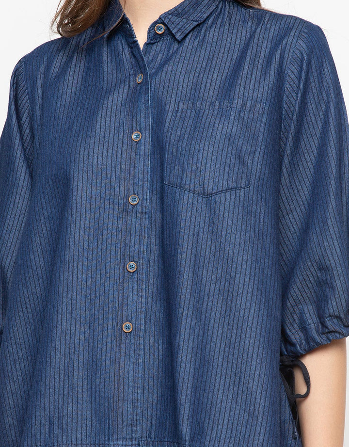 Lois Girl Blouse Stripe Drawstring Sleeve