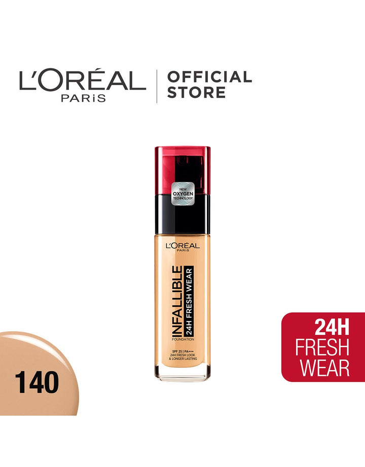 L'Oreal Paris 24H Fresh Wear Infallible Liquid Matte Foundation Make Up - 140 Golden Beige