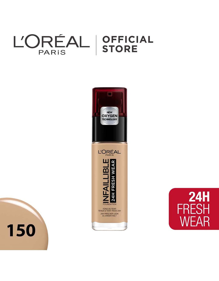 L'Oreal Paris 24H Fresh Wear Infallible Liquid Matte Foundation Make Up - 150 Radiant Beige