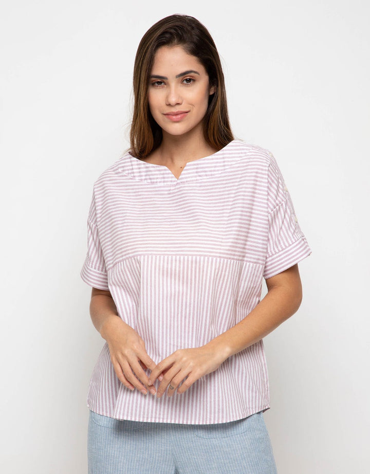 Minimal Button Detail SS Blouse
