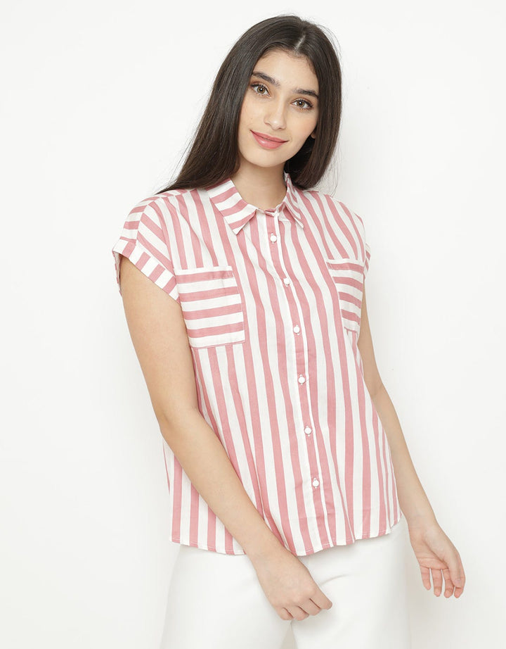 Minimal Cut Sew Striped Blouse
