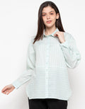 Minimal Dobby Stripe Loose Shirt Green