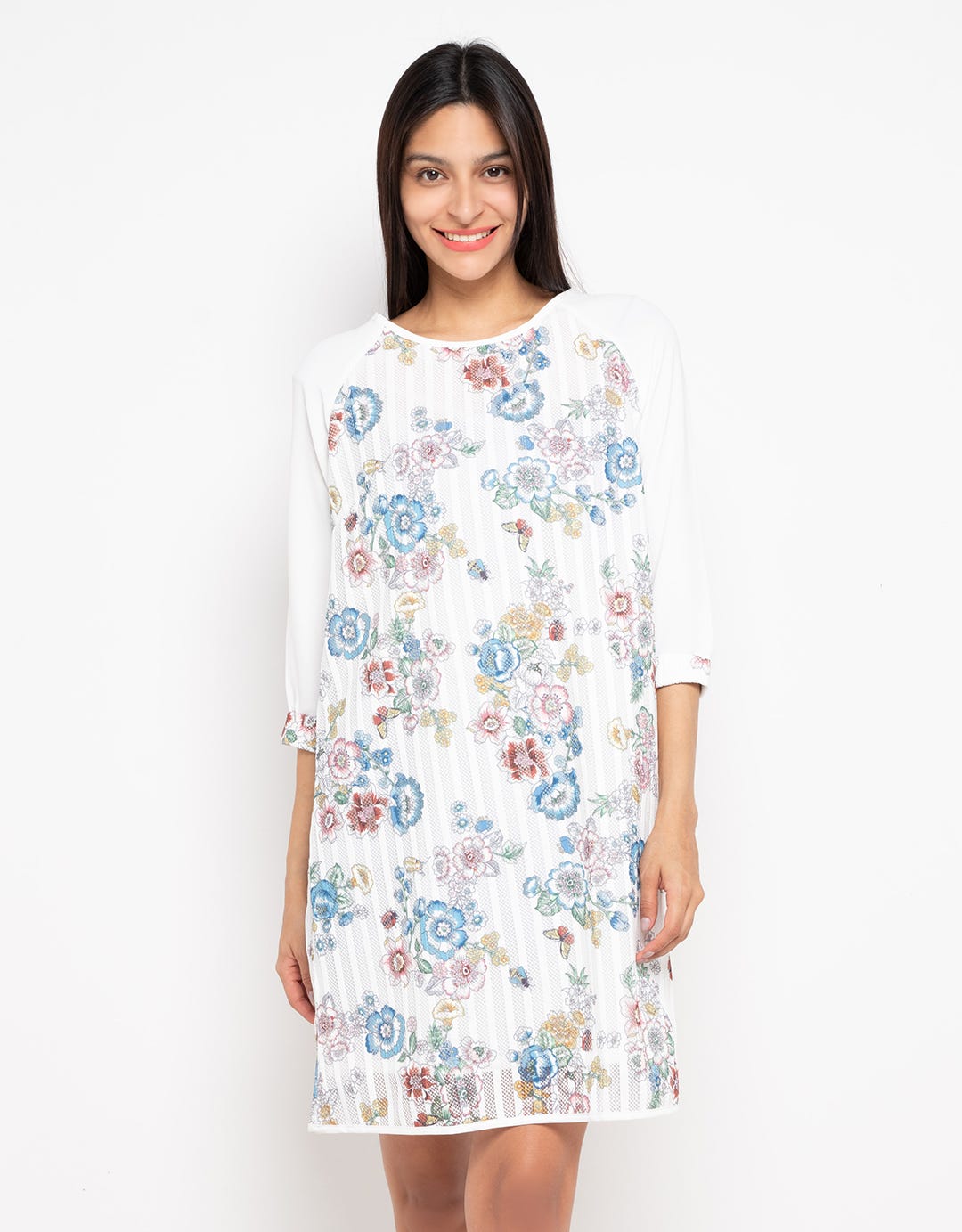 Minimal Floral Fishnet Dress