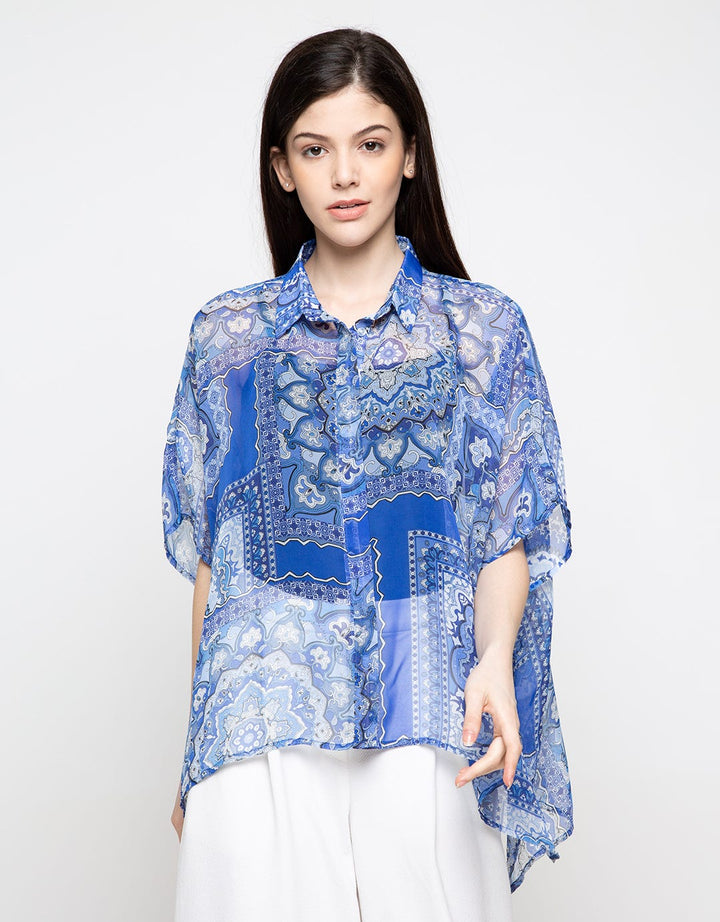Minimal Front Button Blue Shirt Caftan 4008726