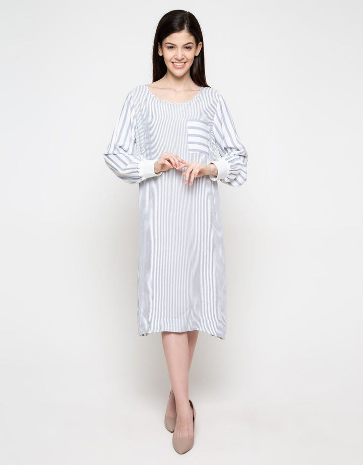 Minimal Mix Stripe Tee Dress Blue 4008607