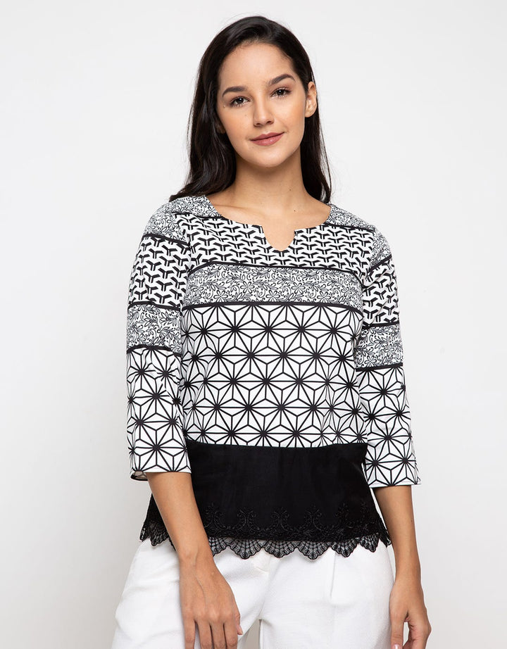 Minimal Monochrome Geo Print Top