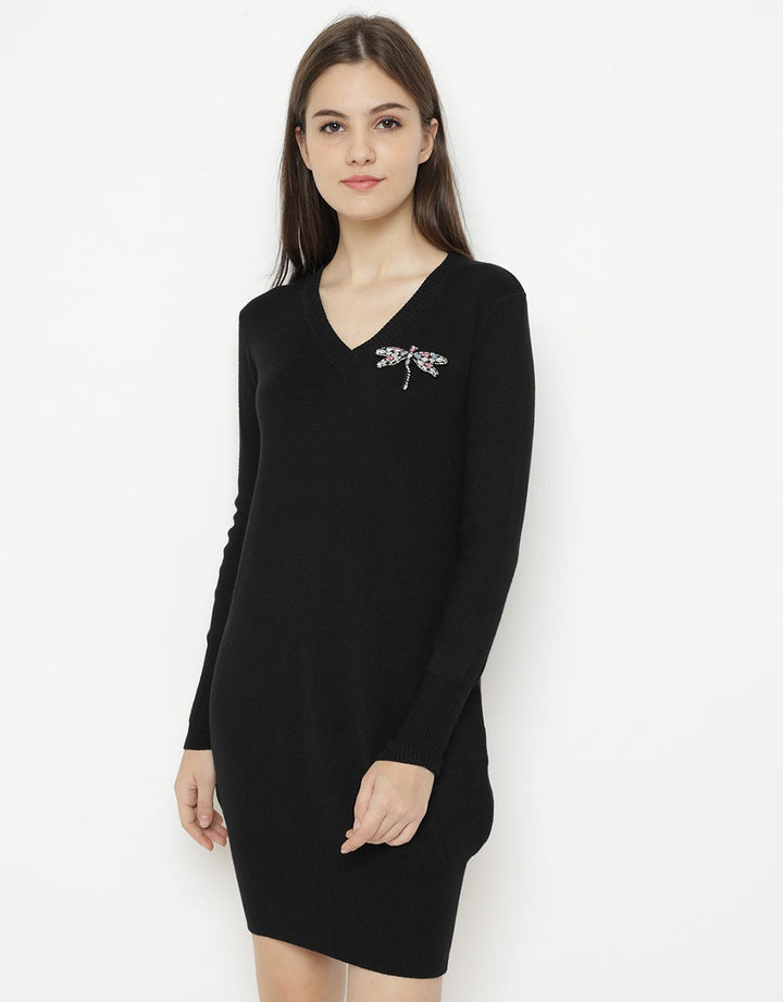 Minimal V-Neck Knitted Dress