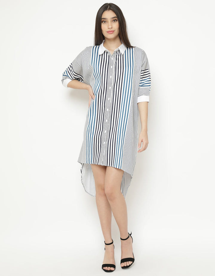 Minimal Vary Stripe Shirt Dress