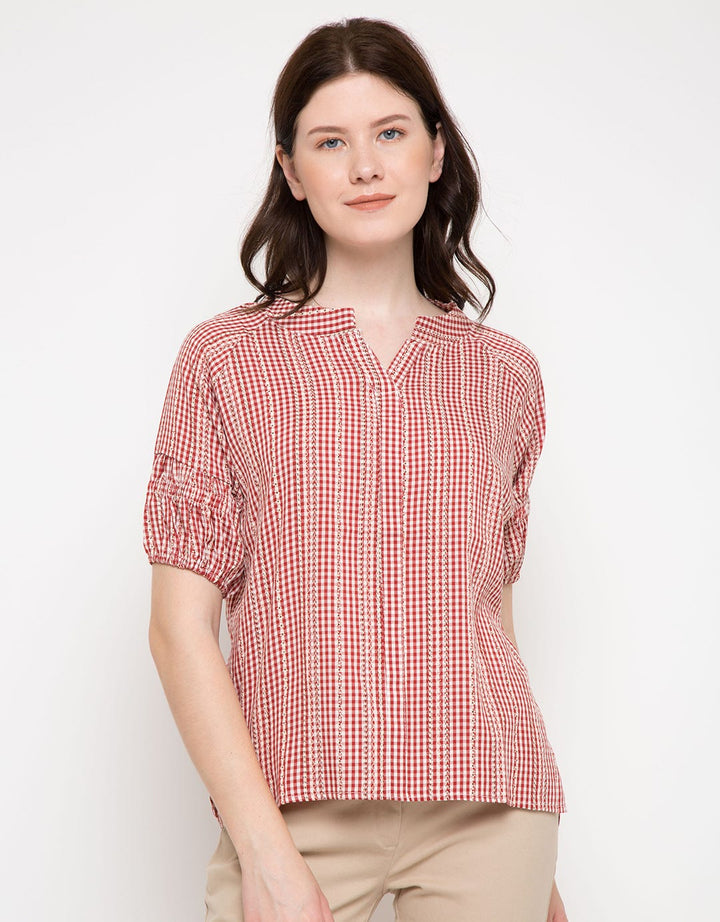 MKY Clothing Button Up Plaid Blouse