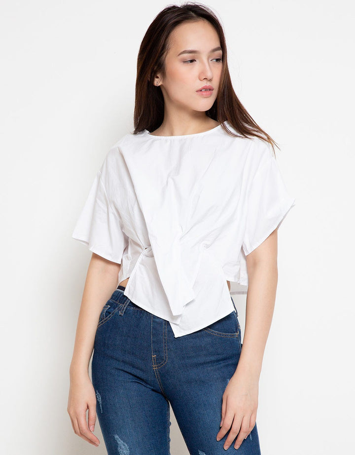 Mky Clothing Crop Blouse Wanita Motif Polos