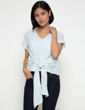 MKY Clothing Front Tied Up Stripe Blouse