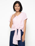 MKY Clothing Front Tied Up Stripe Blouse