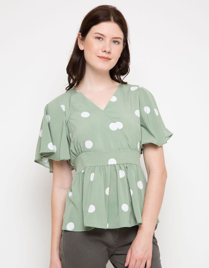 MKY CLOTHING Polkadot Babydoll Blouse