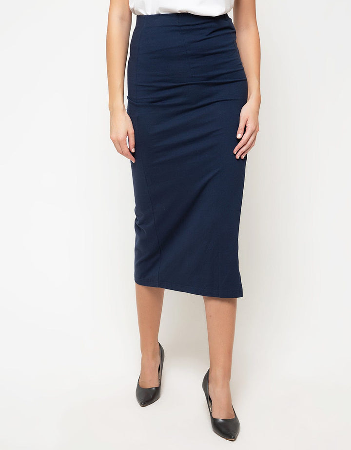 MKY Clothing Side Slit Skirt- Navy