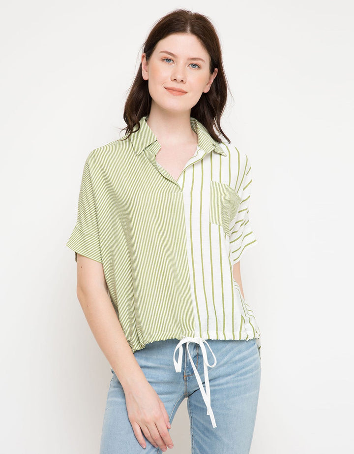 MKY CLOTHING Solid Stripe Combination Blouse