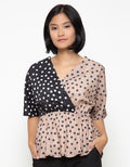 MKY Clothing Two Tone Polka Blouse