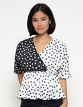 MKY Clothing Two Tone Polka Blouse