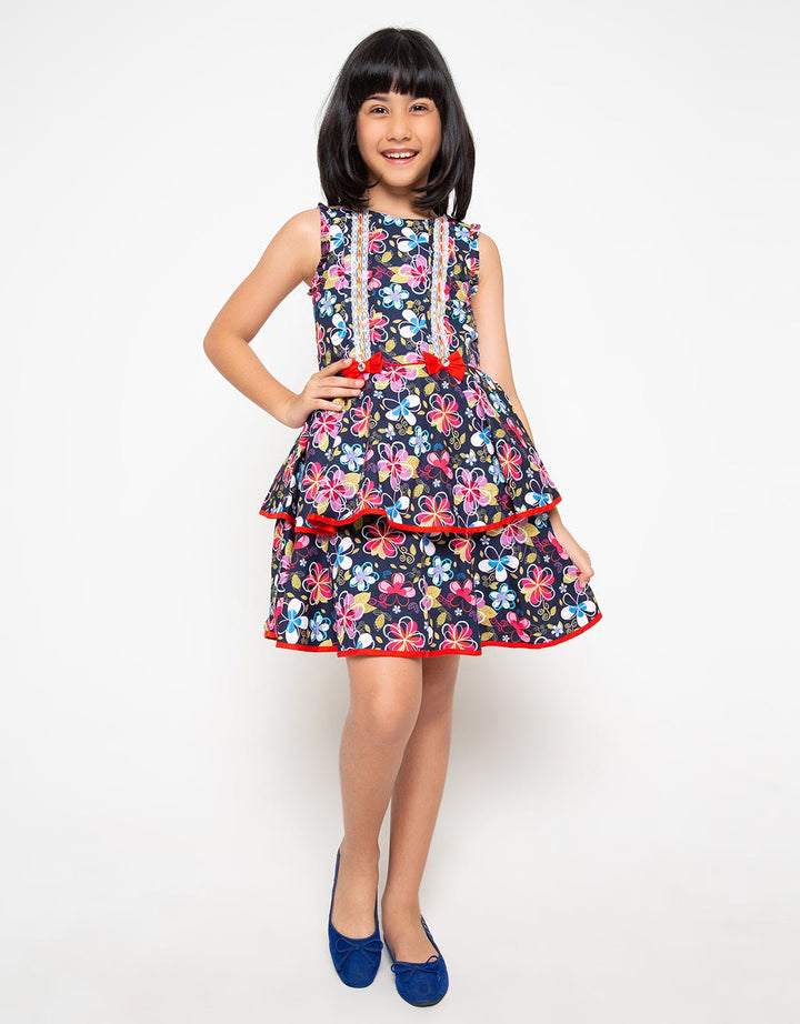 Navy Donita casual Dress navy flower
