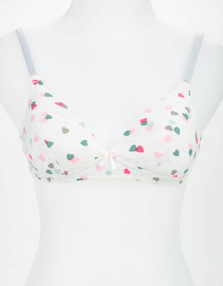Nevada Non Wire 3 Per 4 Cup Non Push Up Regular Bra Print Trio Heart