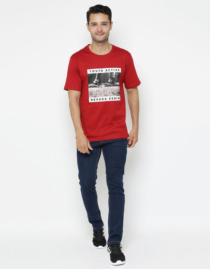 Nevada Round Neck Regular Print Glasses Kaos Lengan Pendek Pria