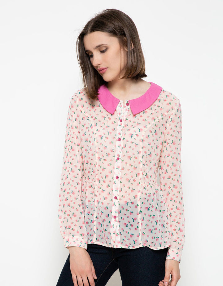 Ninety Degrees Blouse Wanita Motif Strawberry
