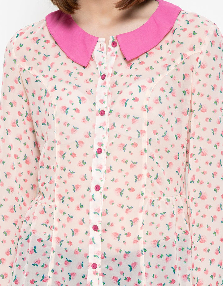 Ninety Degrees Blouse Wanita Motif Strawberry