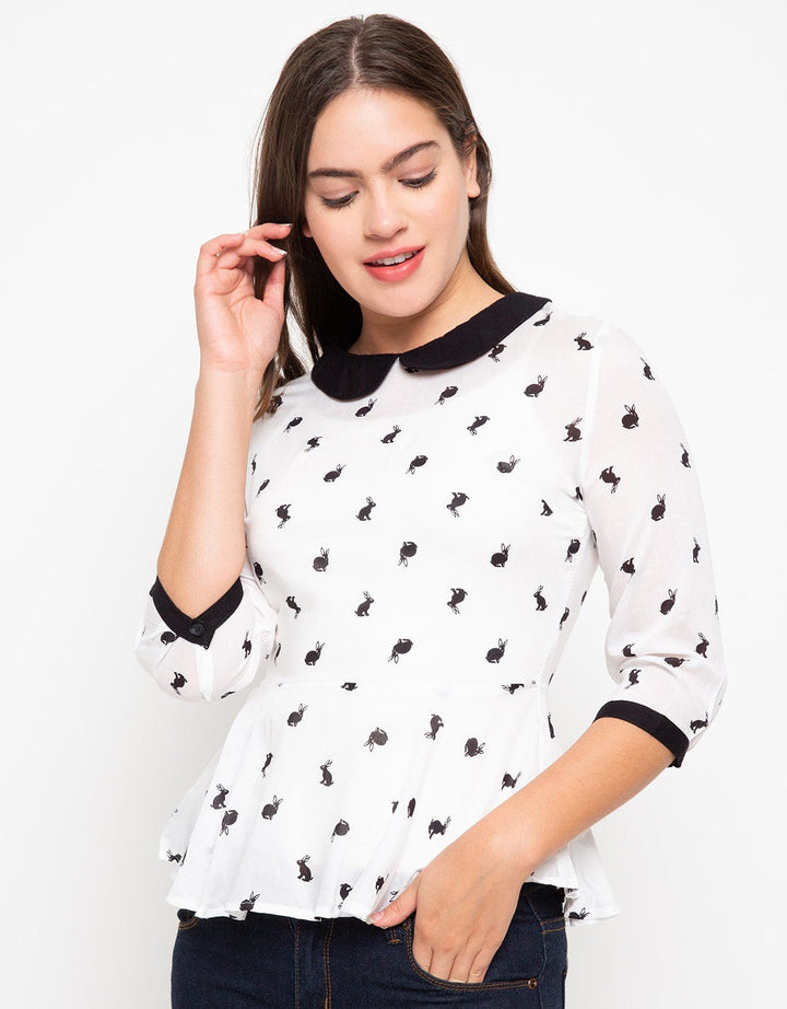 Ninety Degrees Blus Print Peterplum