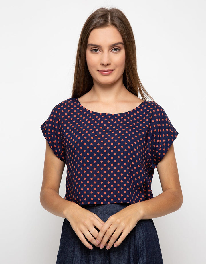 Ninety Degrees Summer Polka Dot Print Blouse