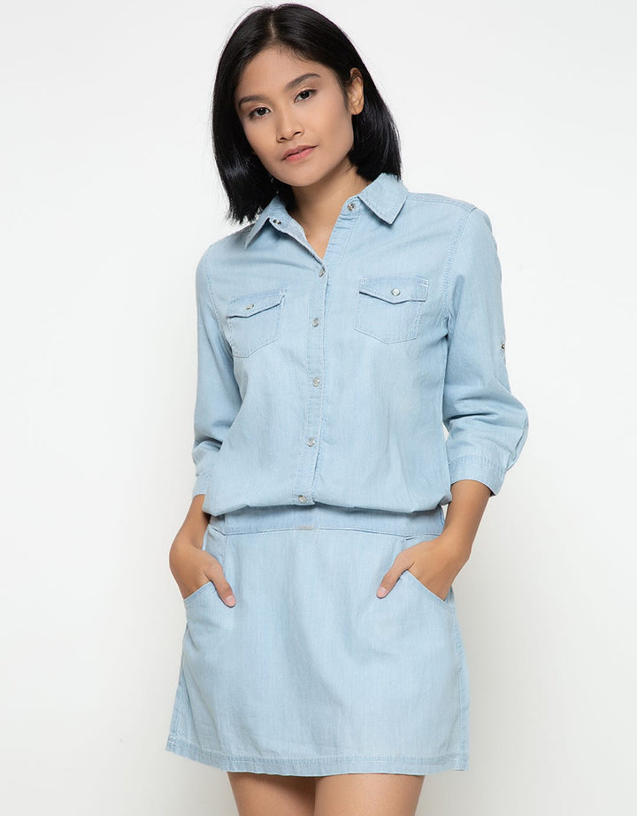 Ninety Degrees CHAMBRAY DRESS NINETY DEGREES