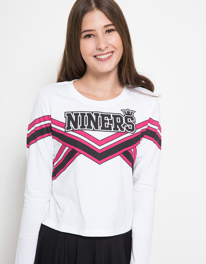 NINETY DEGREES Women's Stripes Print Detailed Tshirt