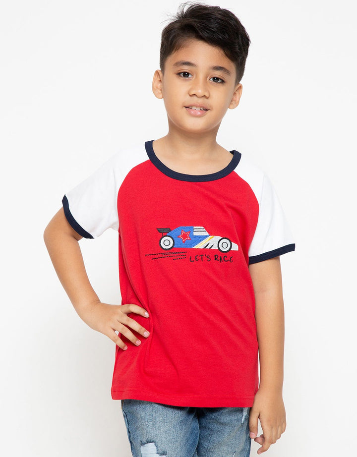 Nohea Racing Car Let's Race Embroidery Tshirt
