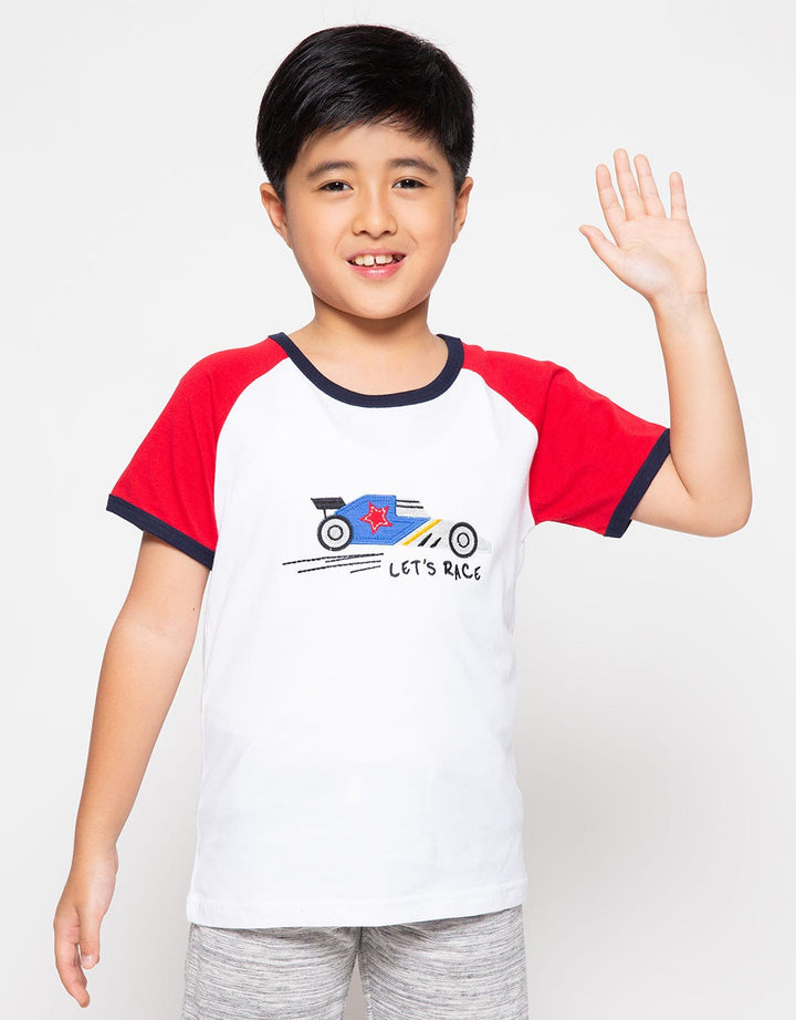 Nohea Racing Car Let's Race Embroidery Tshirt