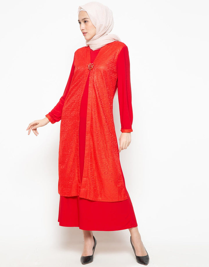 Novo Gamis Wanita Aksen Rompi Brokat