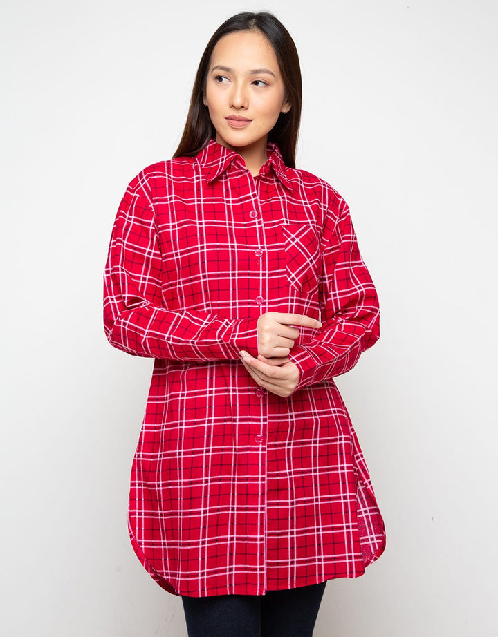Novo Kemeja Lengan Panjang Print Checkers